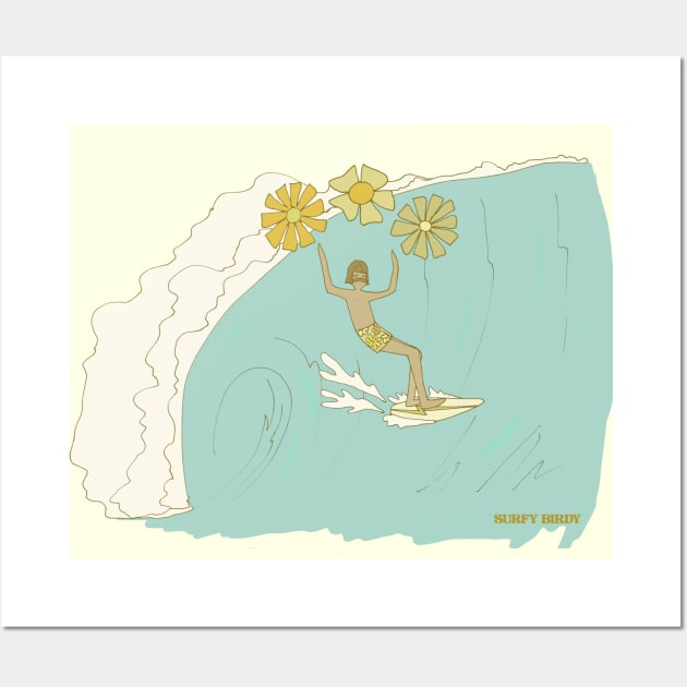 gerry lopez spreads flower power single fin // retro surf art by surfy birdy Wall Art by surfybirdy